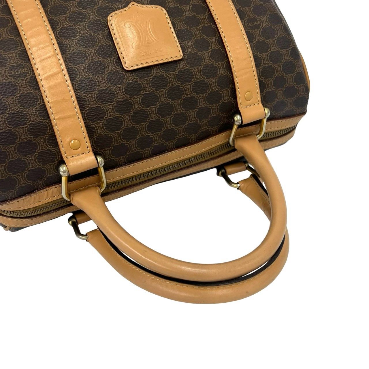 Celine Vintage Macadam Brazon Triomphe Leather Mini Boston Bag Brown — view 4