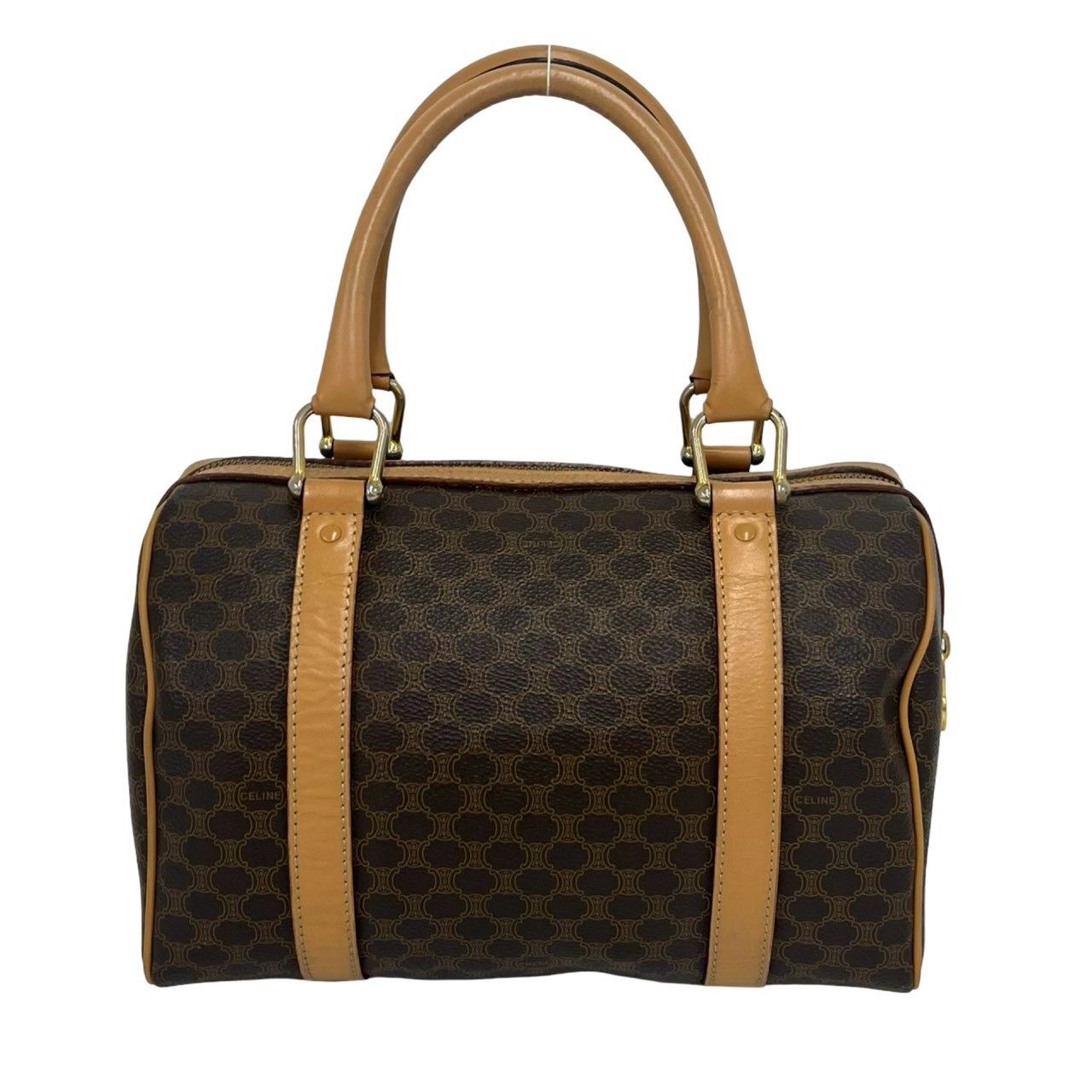 Celine Vintage Macadam Brazon Triomphe Leather Mini Boston Bag Brown — view 3