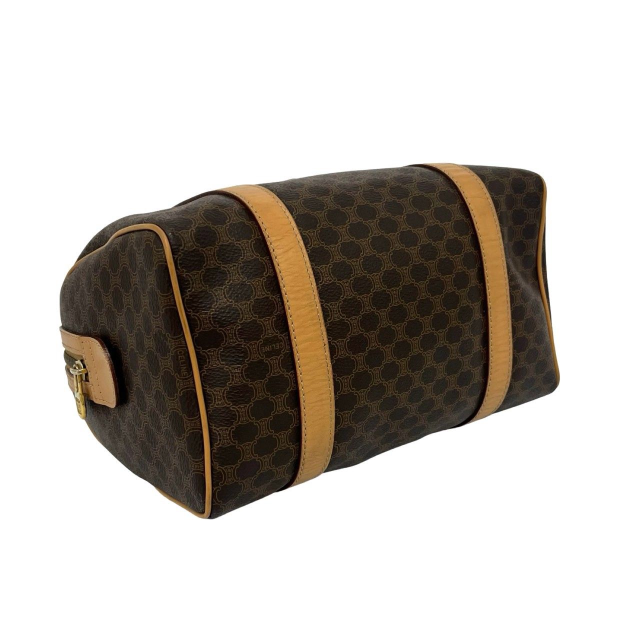 Celine Vintage Macadam Brazon Triomphe Leather Mini Boston Bag Brown — view 7