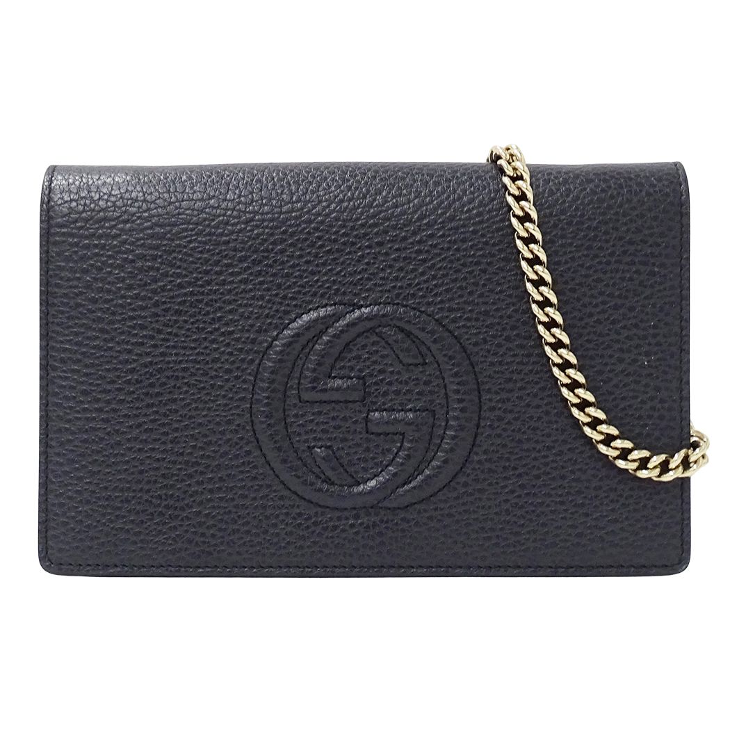 Gucci Wallet Shoulder Soho Leather Navy Chain