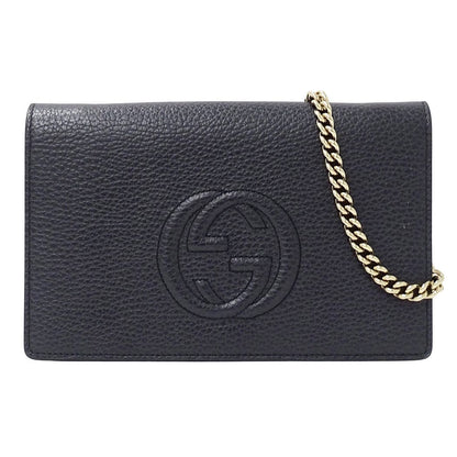 Gucci Wallet Shoulder Soho Leather Navy Chain