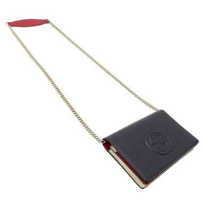 Gucci Wallet Shoulder Soho Leather Navy Chain — view 4