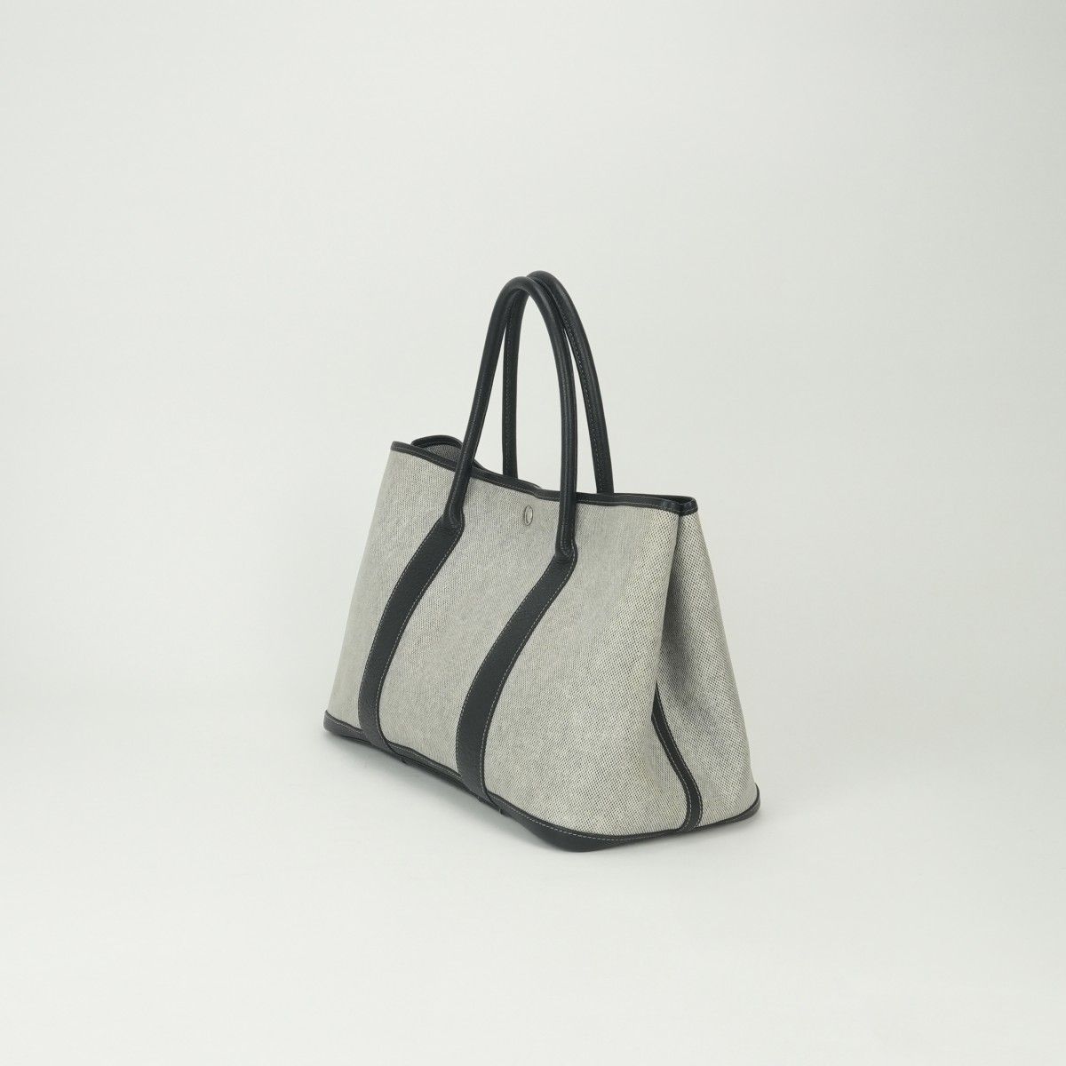 Hermes Garden Party PM 36 Tote Toile Ash Noir Black Silver Handbag — view 2