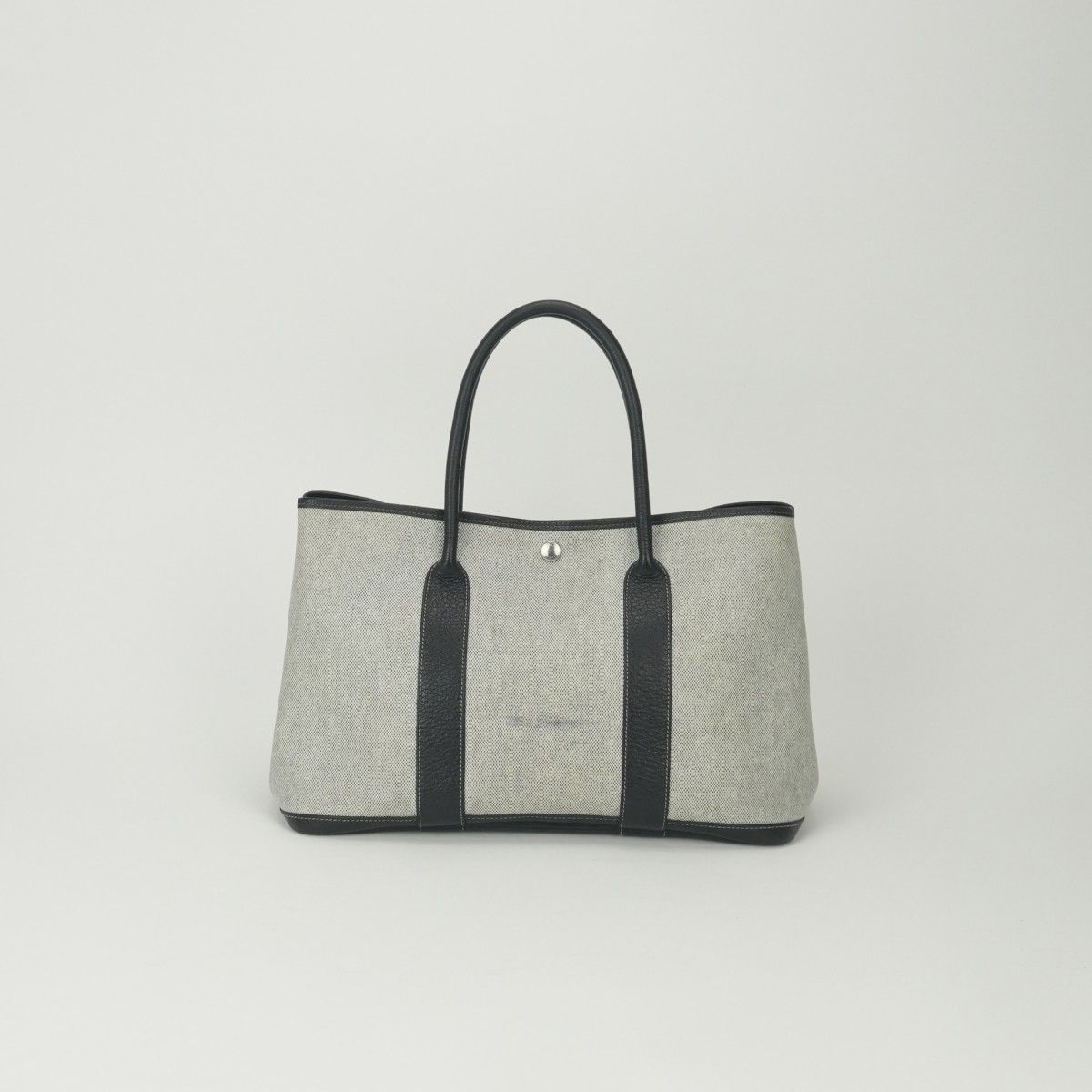 Hermes Garden Party PM 36 Tote Toile Ash Noir Black Silver Handbag — view 3