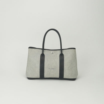 Hermes Garden Party PM 36 Tote Toile Ash Noir Black Silver Handbag — view 3