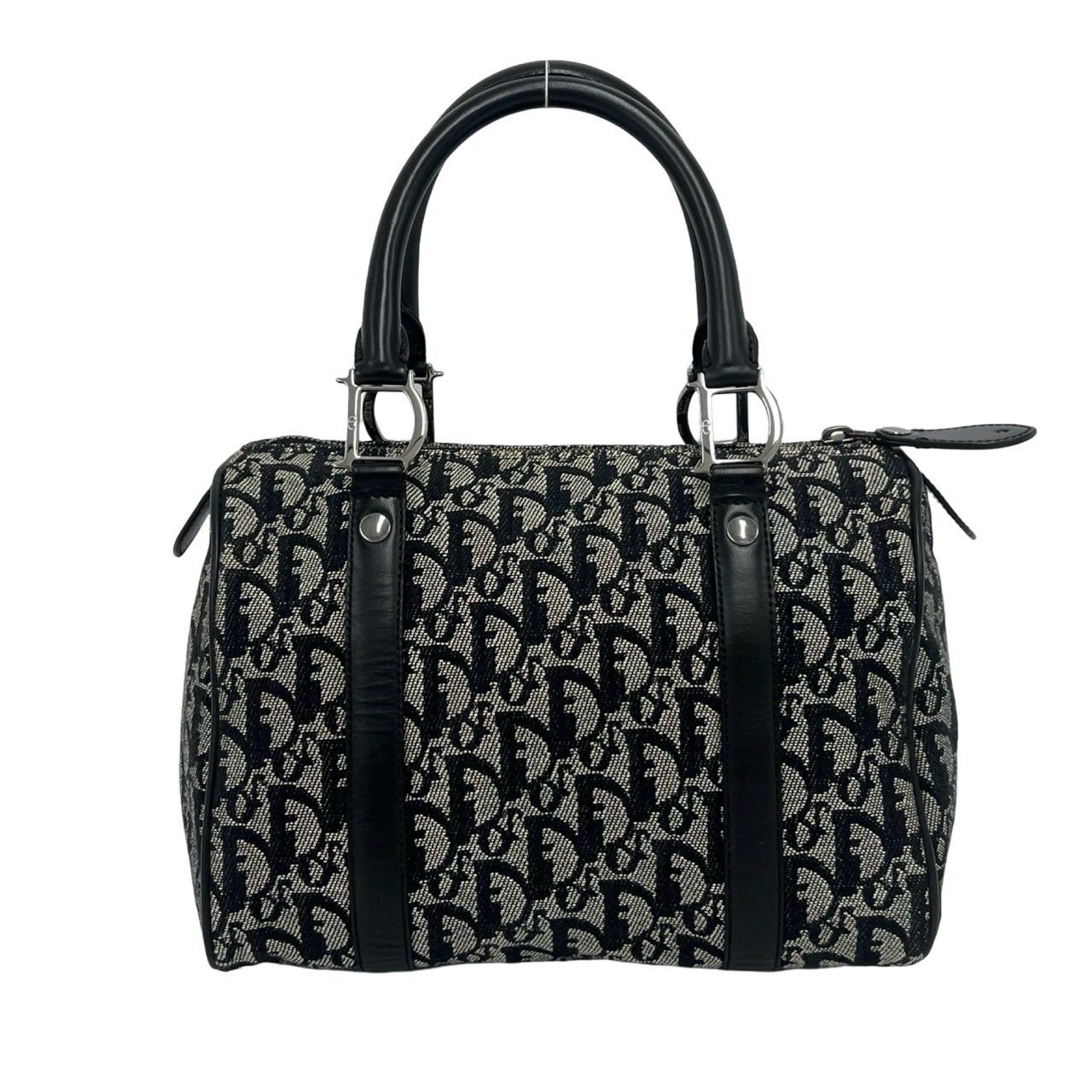 Dior Vintage Trotter Canvas Leather Mini Boston Bag Navy — view 3