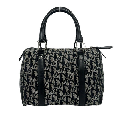 Dior Vintage Trotter Canvas Leather Mini Boston Bag Navy — view 3