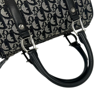Dior Vintage Trotter Canvas Leather Mini Boston Bag Navy — view 4