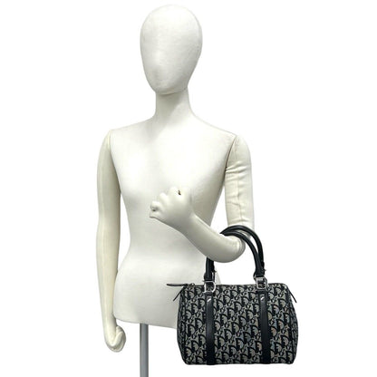 Dior Vintage Trotter Canvas Leather Mini Boston Bag Navy — view 2