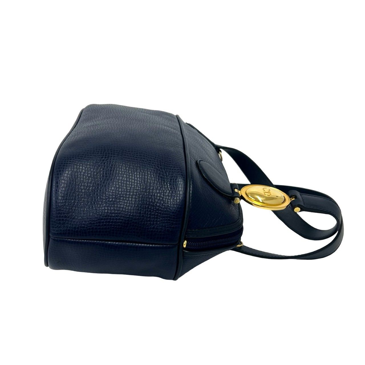 Dior Vintage CD Logo Leather 2-Way Shoulder Bag Navy — view 6
