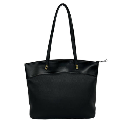 Dior Vintage Honeycomb Logo Leather Tote Shoulder Bag Black — view 3