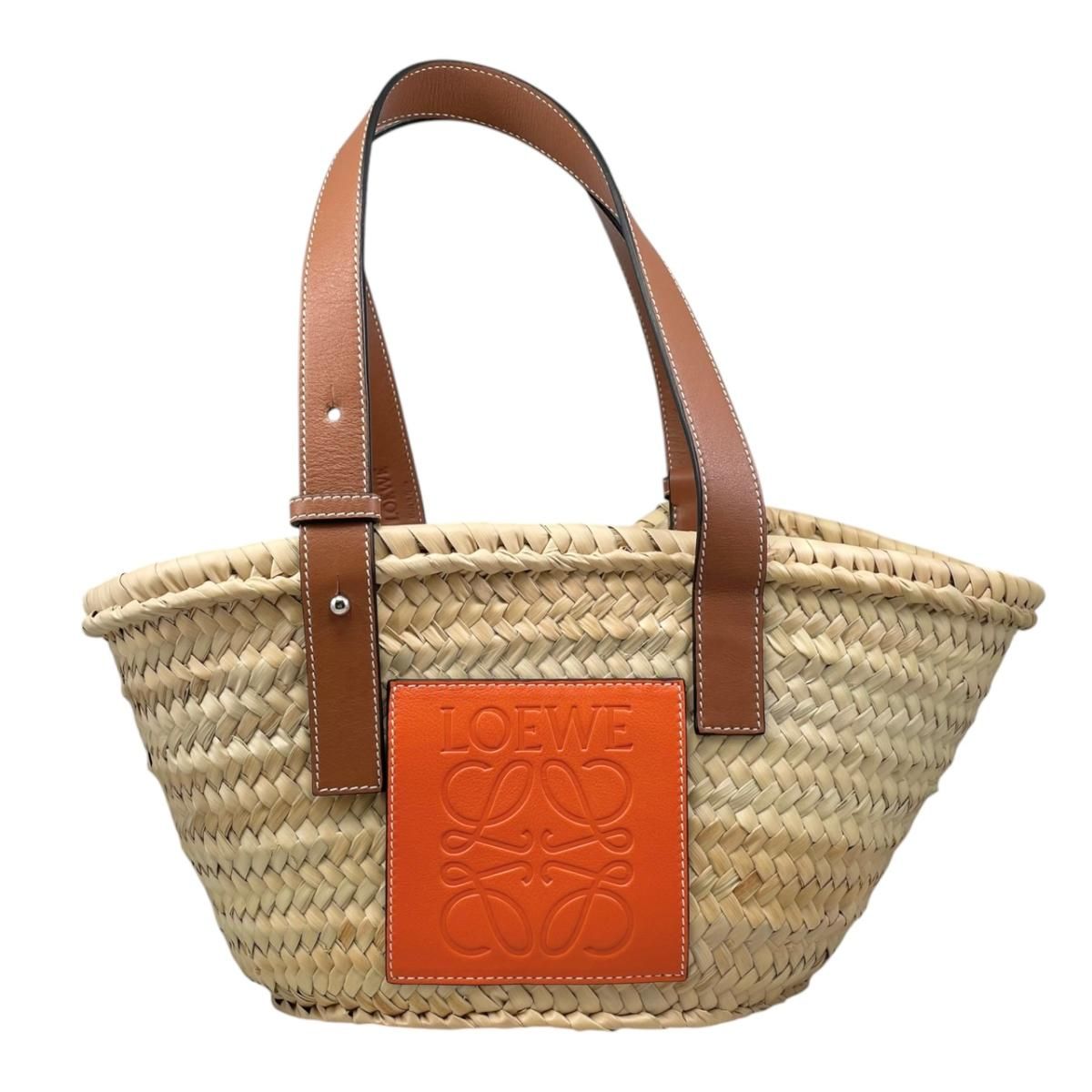 Loewe Handbag Bag Small Calfskin Anagram Logo Patch Natural Orange Brown