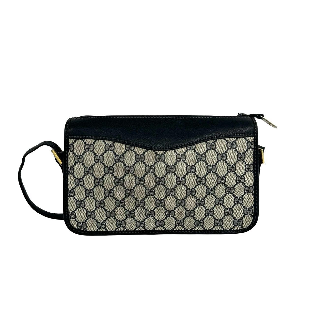 Gucci Vintage GG Logo Handle Leather Shoulder Bag Sacoch Pochette Navy — view 3