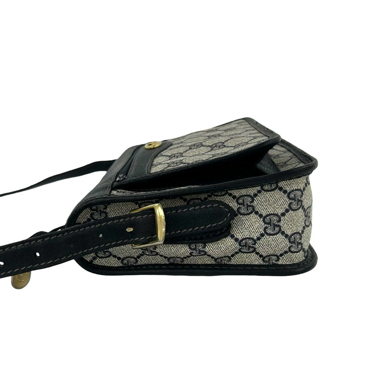 Gucci Vintage GG Logo Handle Leather Shoulder Bag Sacoch Pochette Navy — view 5