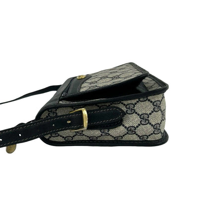 Gucci Vintage GG Logo Handle Leather Shoulder Bag Sacoch Pochette Navy — view 5