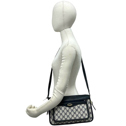 Gucci Vintage GG Logo Handle Leather Shoulder Bag Sacoch Pochette Navy — view 2