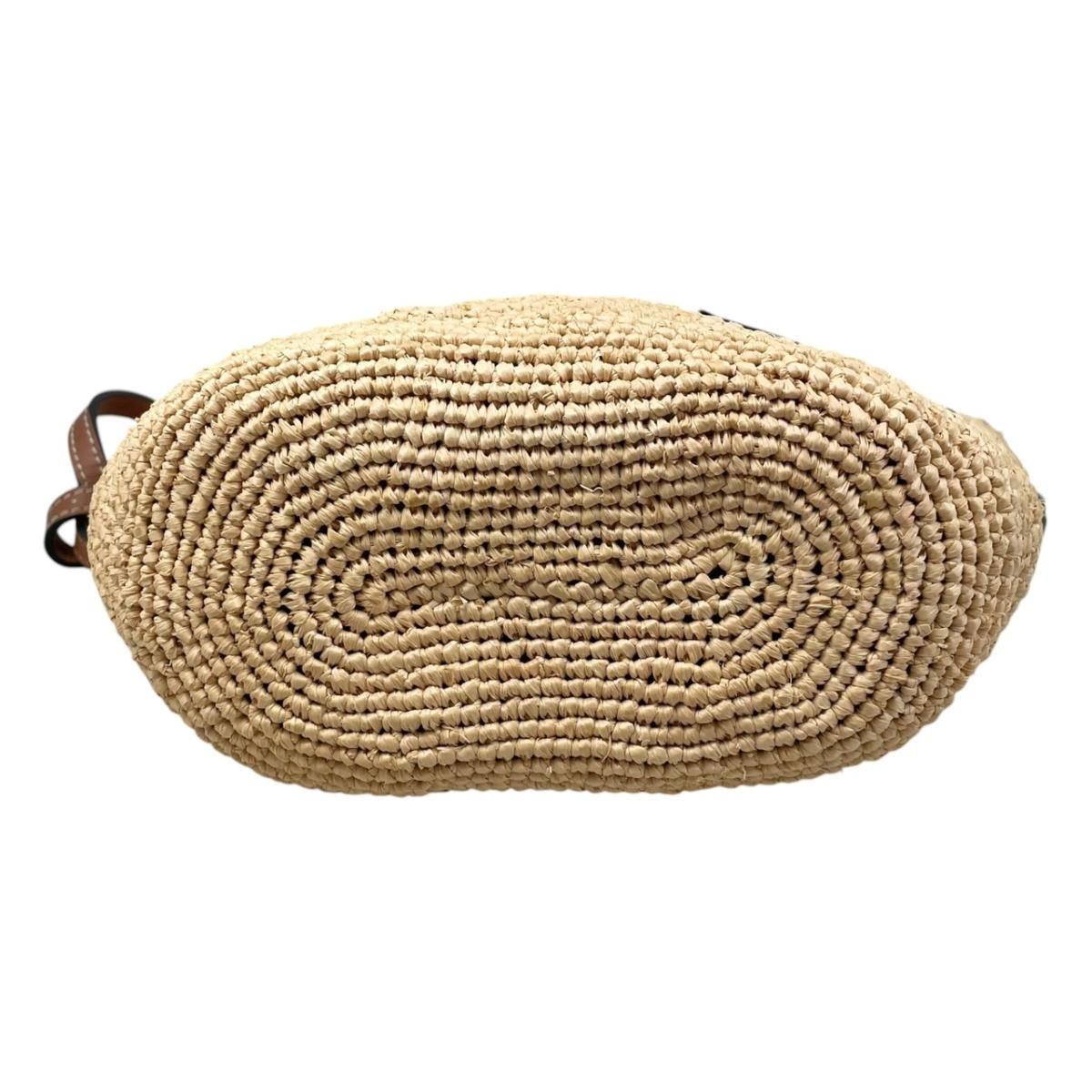 Loewe Shoulder Bag Slit Pochette Raffia Calfskin Anagram Logo Patch Natural — view 5