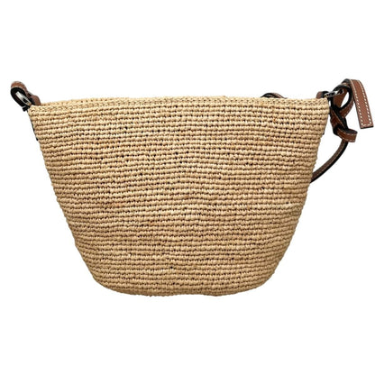 Loewe Shoulder Bag Slit Pochette Raffia Calfskin Anagram Logo Patch Natural — view 2
