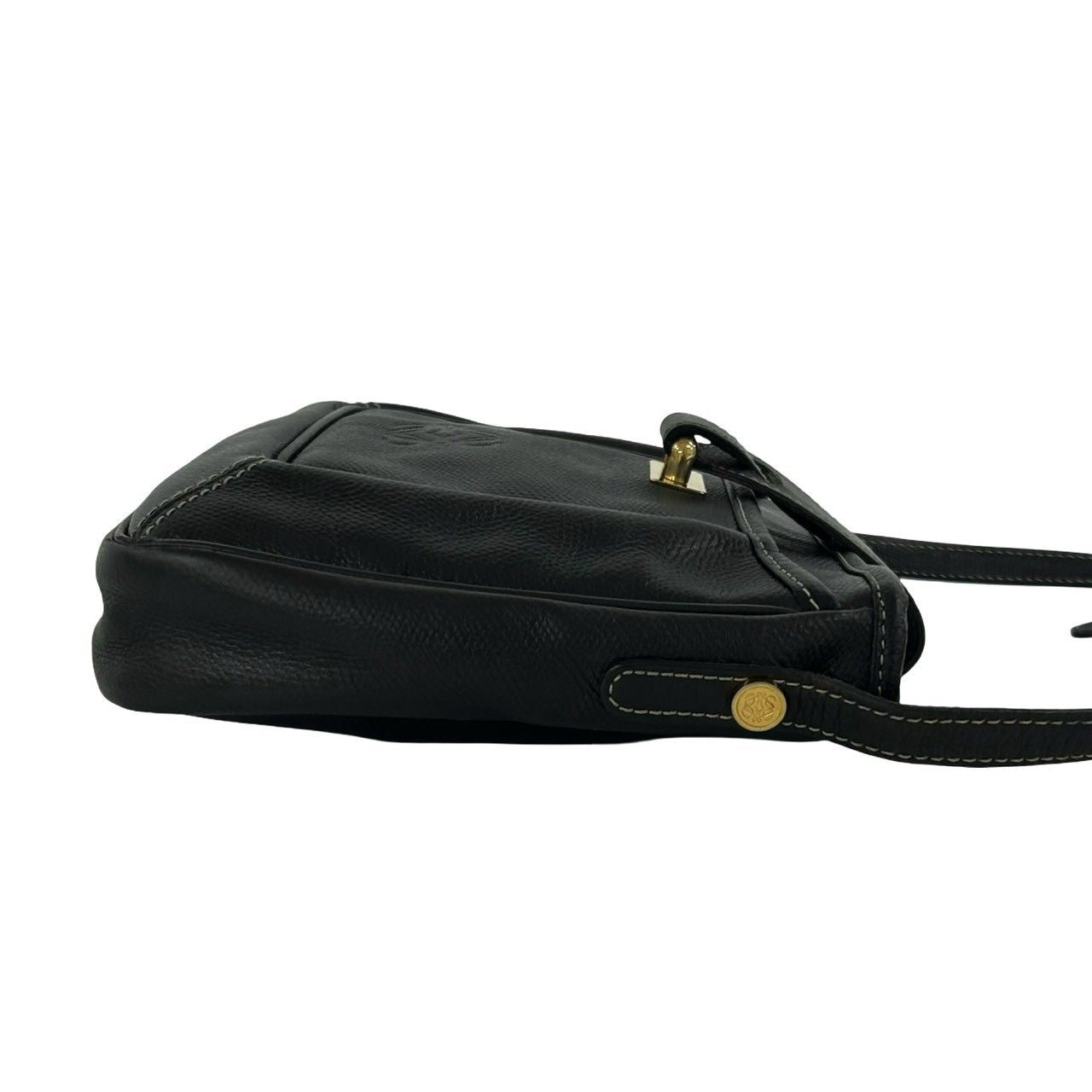 Loewe Vintage Anagram Leather Shoulder Bag Sacochette Pochette Black — view 6