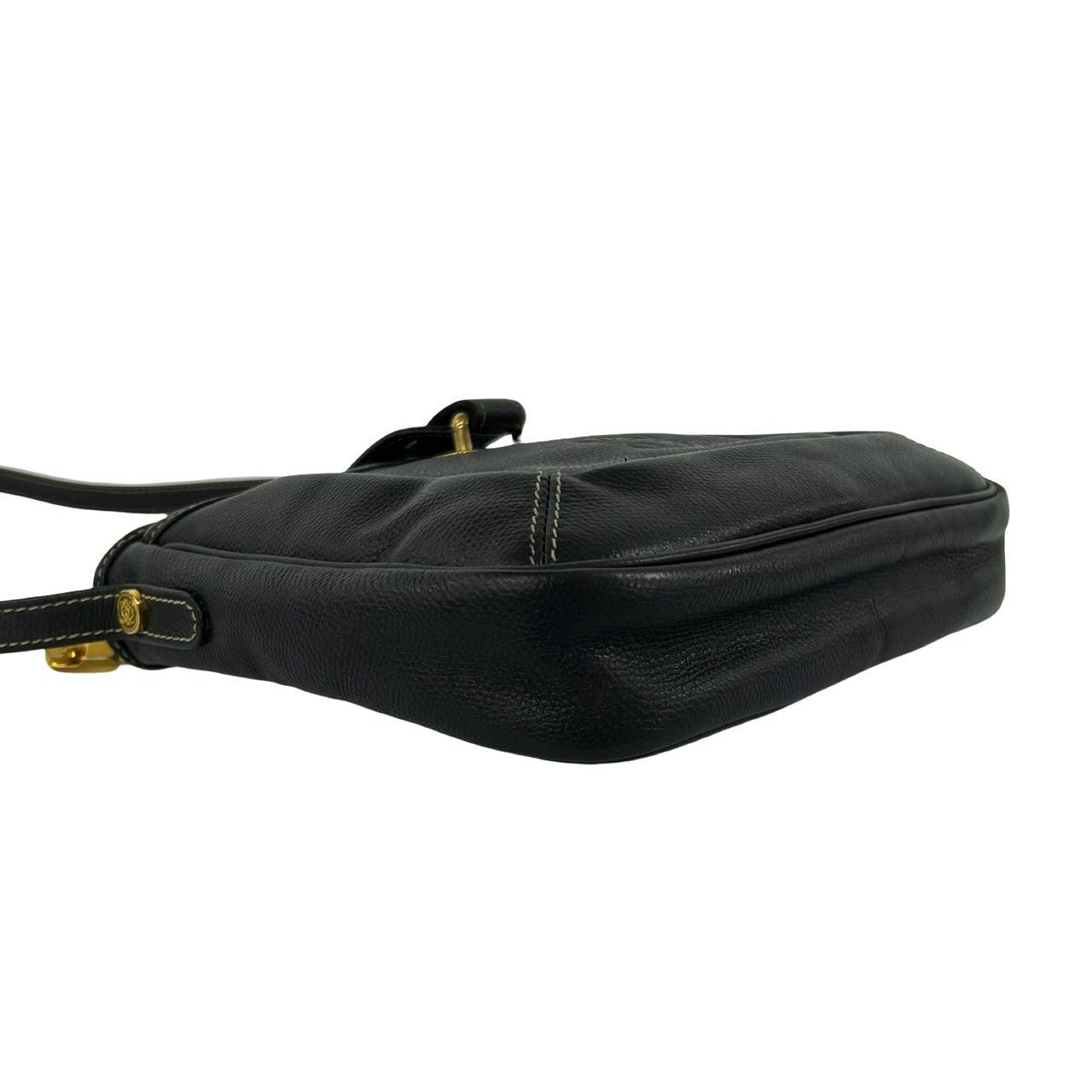 Loewe Vintage Anagram Leather Shoulder Bag Sacochette Pochette Black — view 7