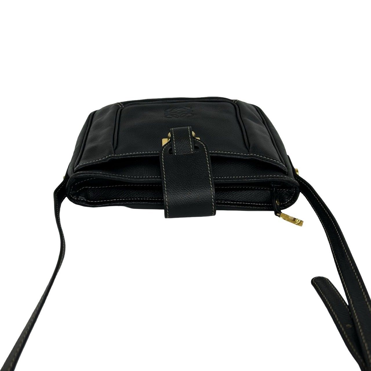 Loewe Vintage Anagram Leather Shoulder Bag Sacochette Pochette Black — view 4