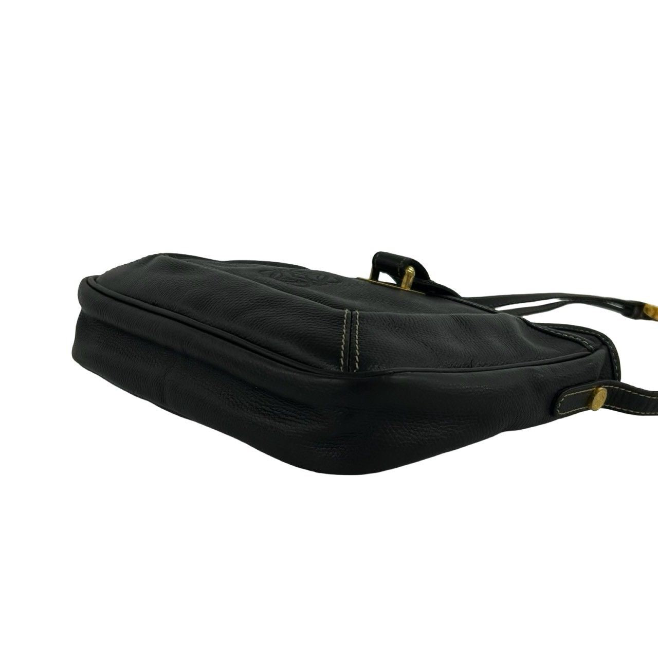 Loewe Vintage Anagram Leather Shoulder Bag Sacochette Pochette Black — view 8