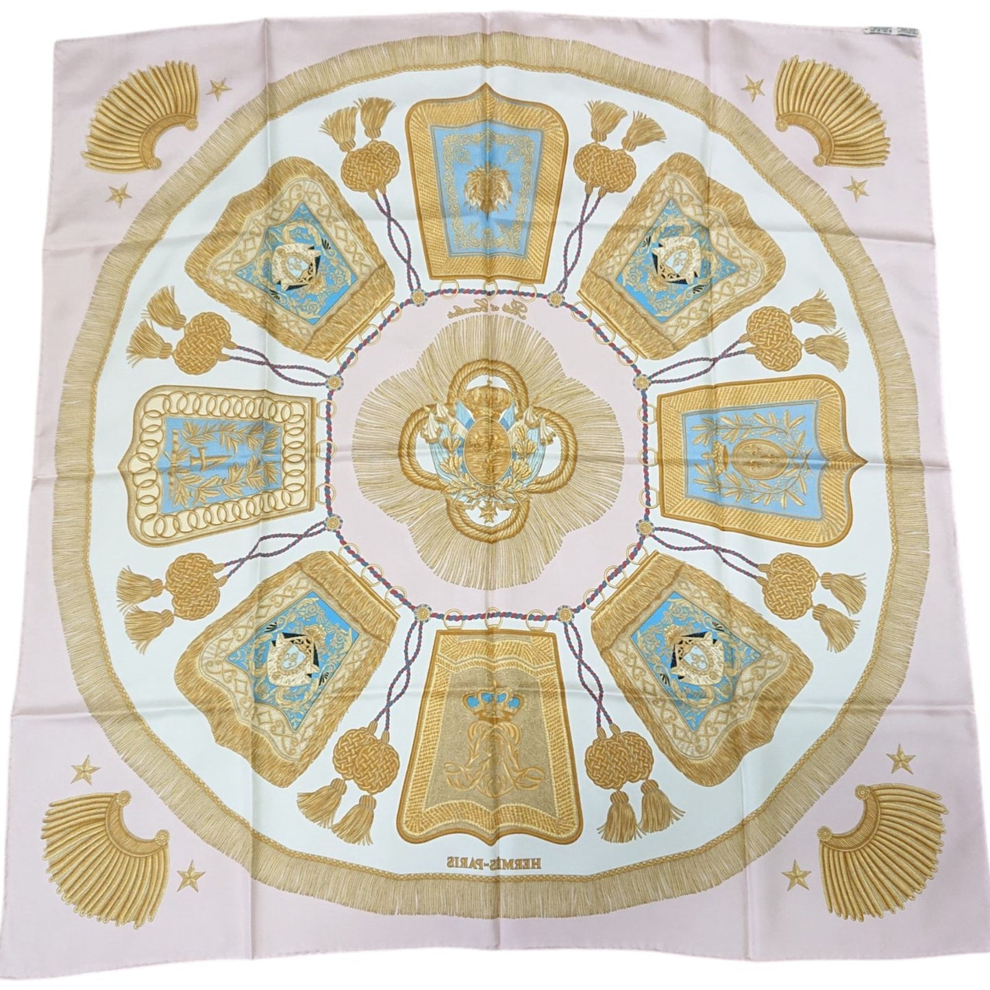 Hermes Carre 90 Poste Et Cavalerie Silk Scarf Pink — view 9