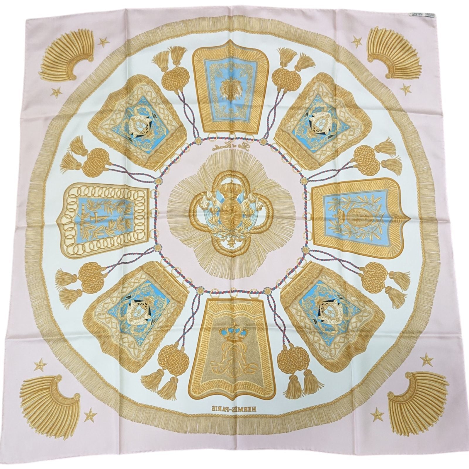 Hermes Carre 90 Poste Et Cavalerie Silk Scarf Pink — view 9