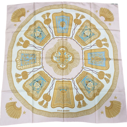Hermes Carre 90 Poste Et Cavalerie Silk Scarf Pink — view 9