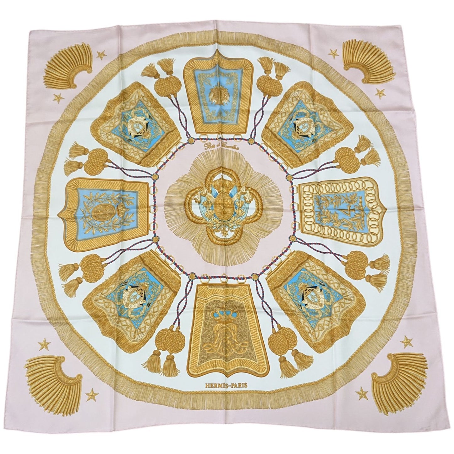 Hermes Carre 90 Poste Et Cavalerie Silk Scarf Pink