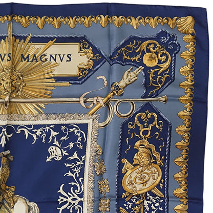 Hermes Carre 90 LV Dovicvs Magnvs Silk Scarf Blue — view 4