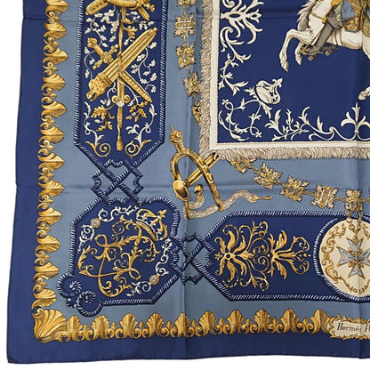 Hermes Carre 90 LV Dovicvs Magnvs Silk Scarf Blue — view 2