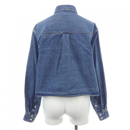 Celine Union Chien Wash Denim Cropped Shirt Triomphe — view 2