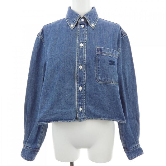 Celine Union Chien Wash Denim Cropped Shirt Triomphe