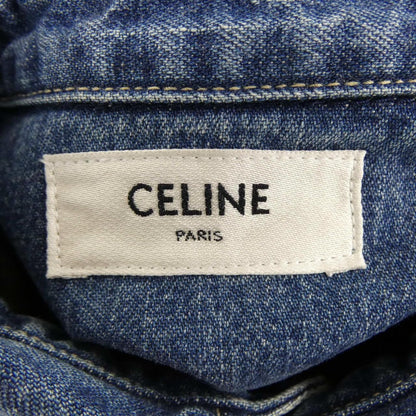 Celine Union Chien Wash Denim Cropped Shirt Triomphe — view 4