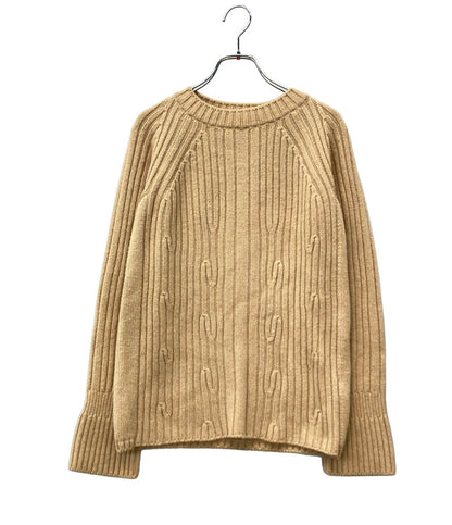 Hermes Long Sleeve Knit Cable Camel 36 Sweater