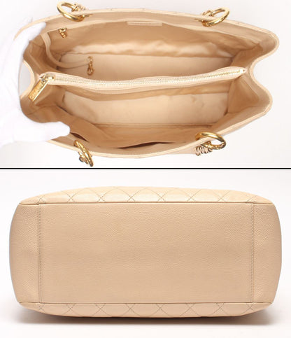 Chanel Chain Shoulder Bag Tote Bag Gold Quilted Caviar Leather Grand Shopping — view 3