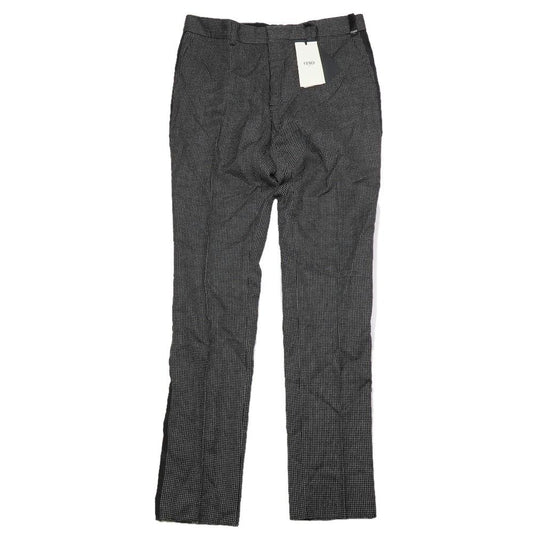 Fendi Pants Trousers Side Line No Tuck Wool 50 Black