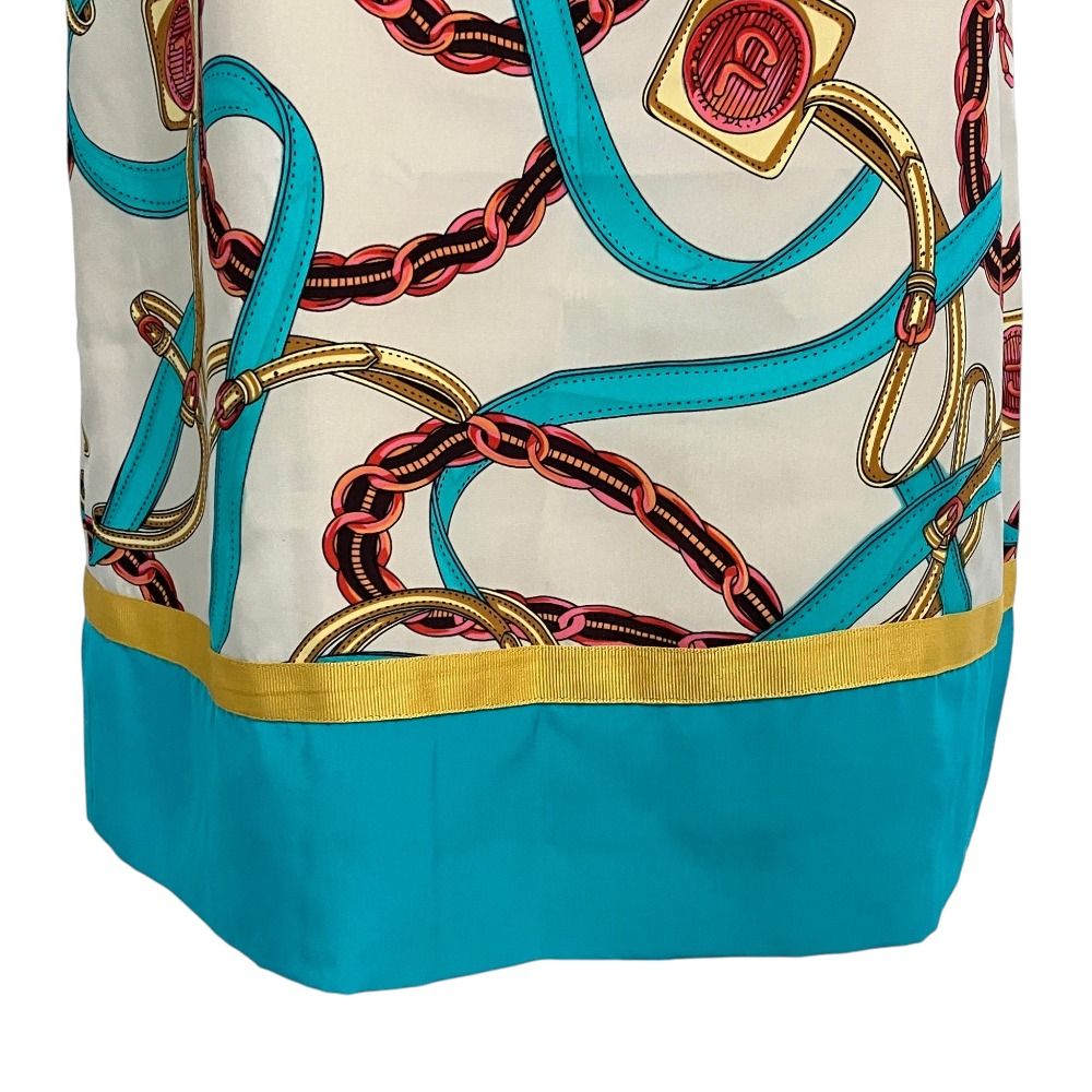 Celine Phoebe Philo Era Scarf Pattern Sleeveless Dress 38 Beige Light Blue — view 7