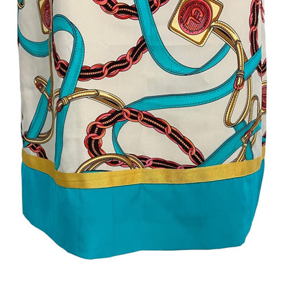 Celine Phoebe Philo Era Scarf Pattern Sleeveless Dress 38 Beige Light Blue — view 7