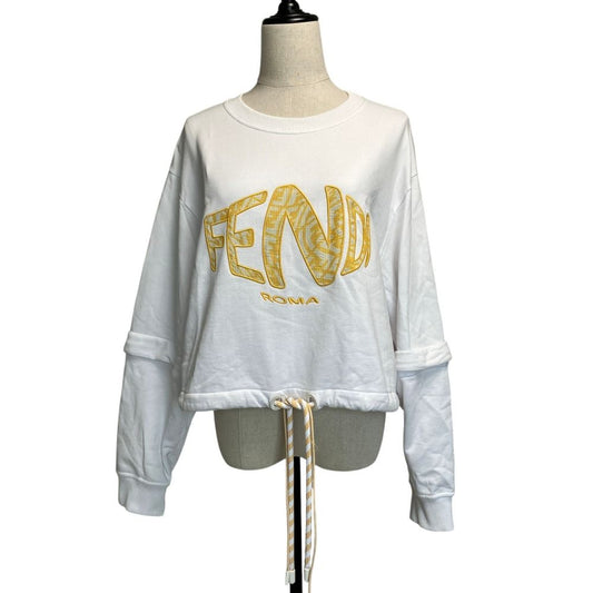 Fendi Fisheye Cropped Sweatshirt M White