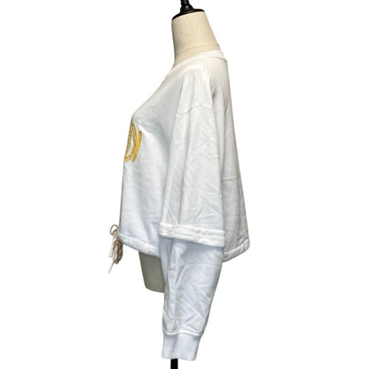Fendi Fisheye Cropped Sweatshirt M White — view 3
