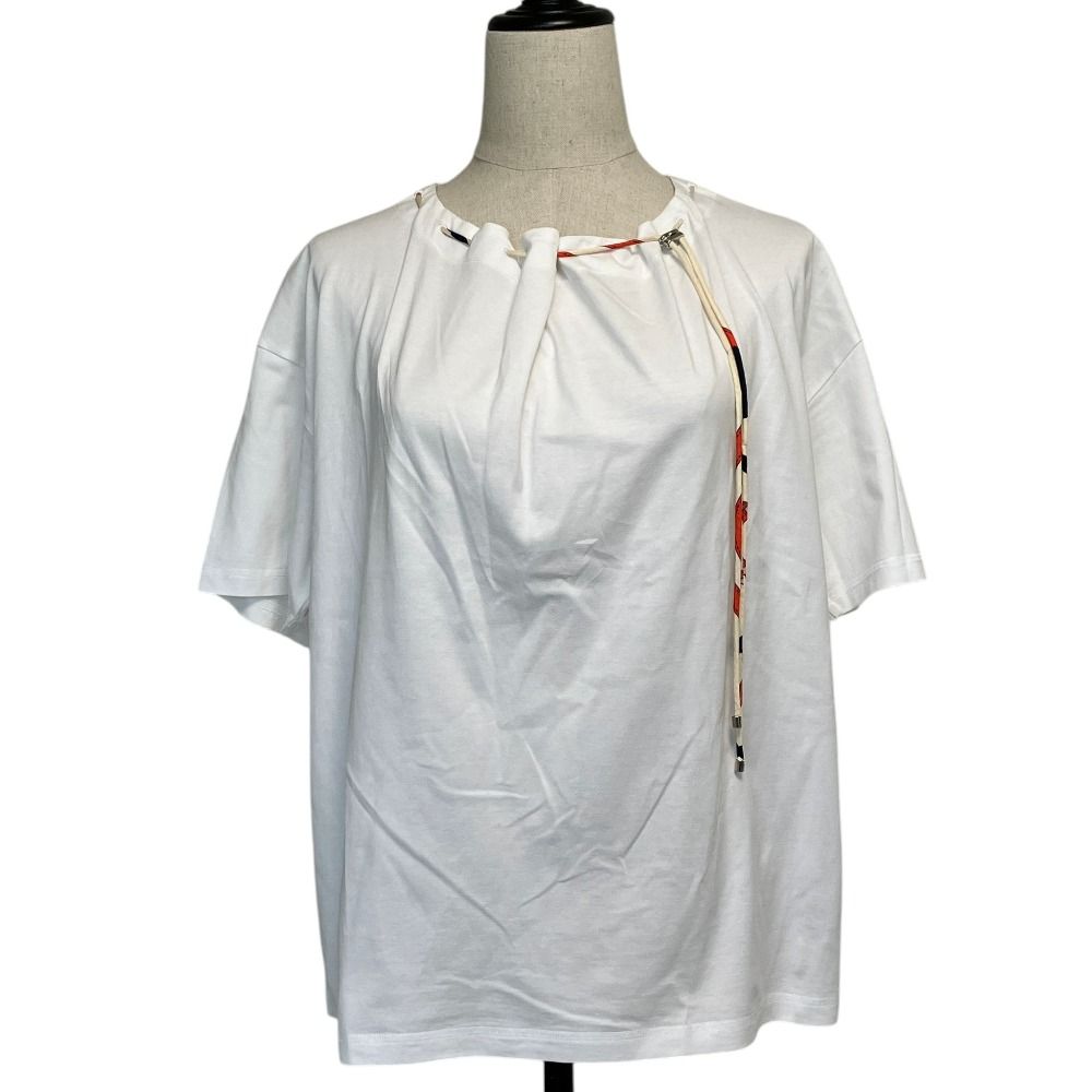 Hermes Already Cleaned T-Shirt Blouse with Loop Tie 40 White