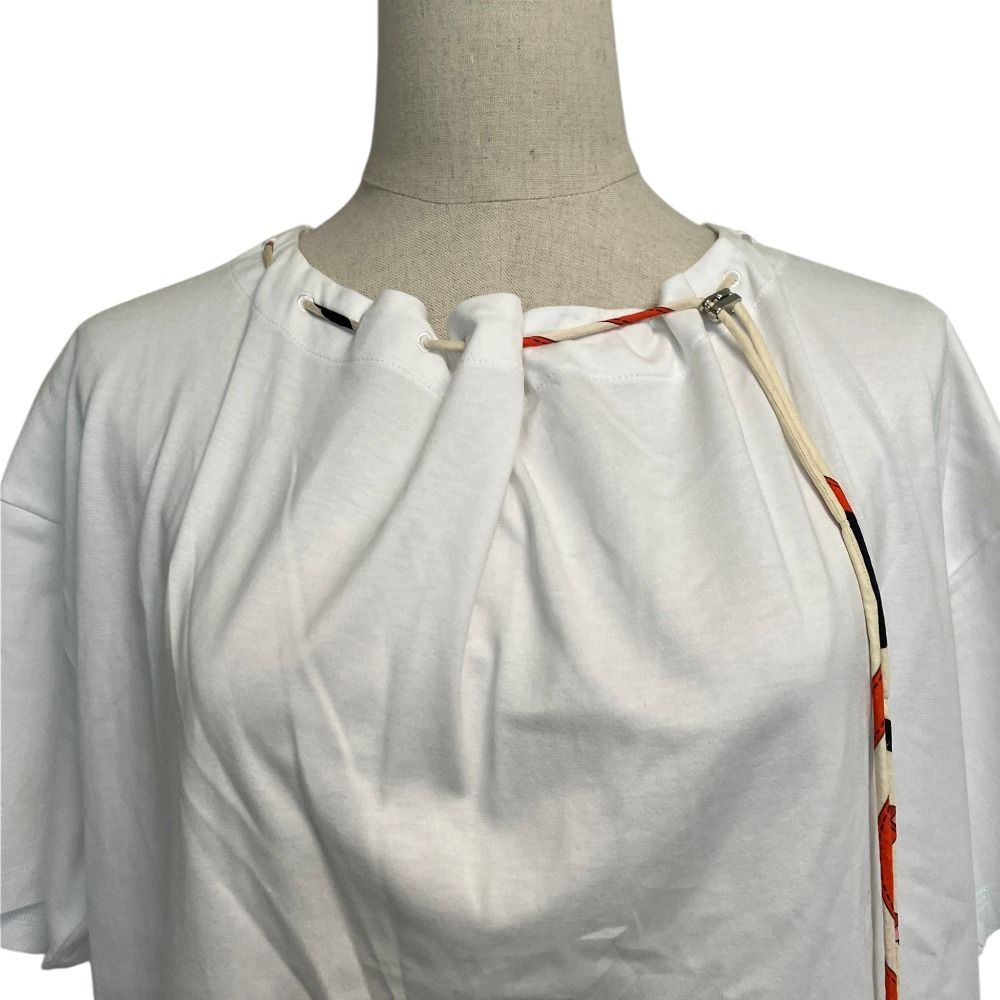 Hermes Already Cleaned T-Shirt Blouse with Loop Tie 40 White — view 4