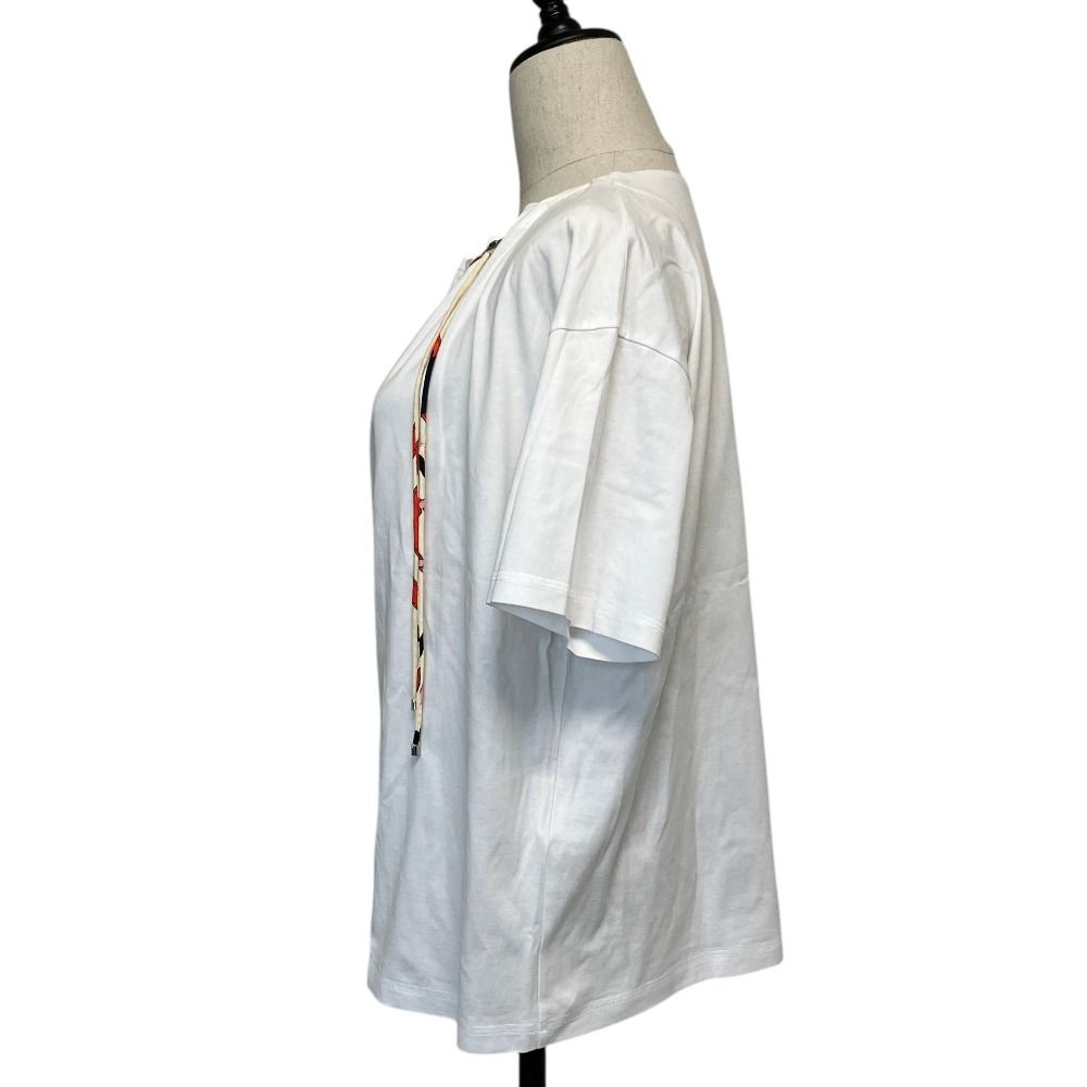 Hermes Already Cleaned T-Shirt Blouse with Loop Tie 40 White — view 2