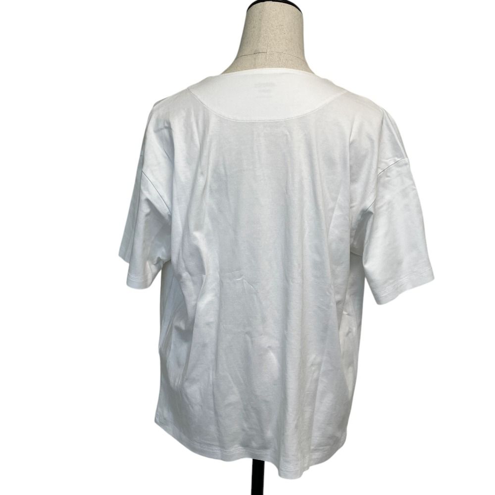 Hermes Already Cleaned T-Shirt Blouse with Loop Tie 40 White — view 3