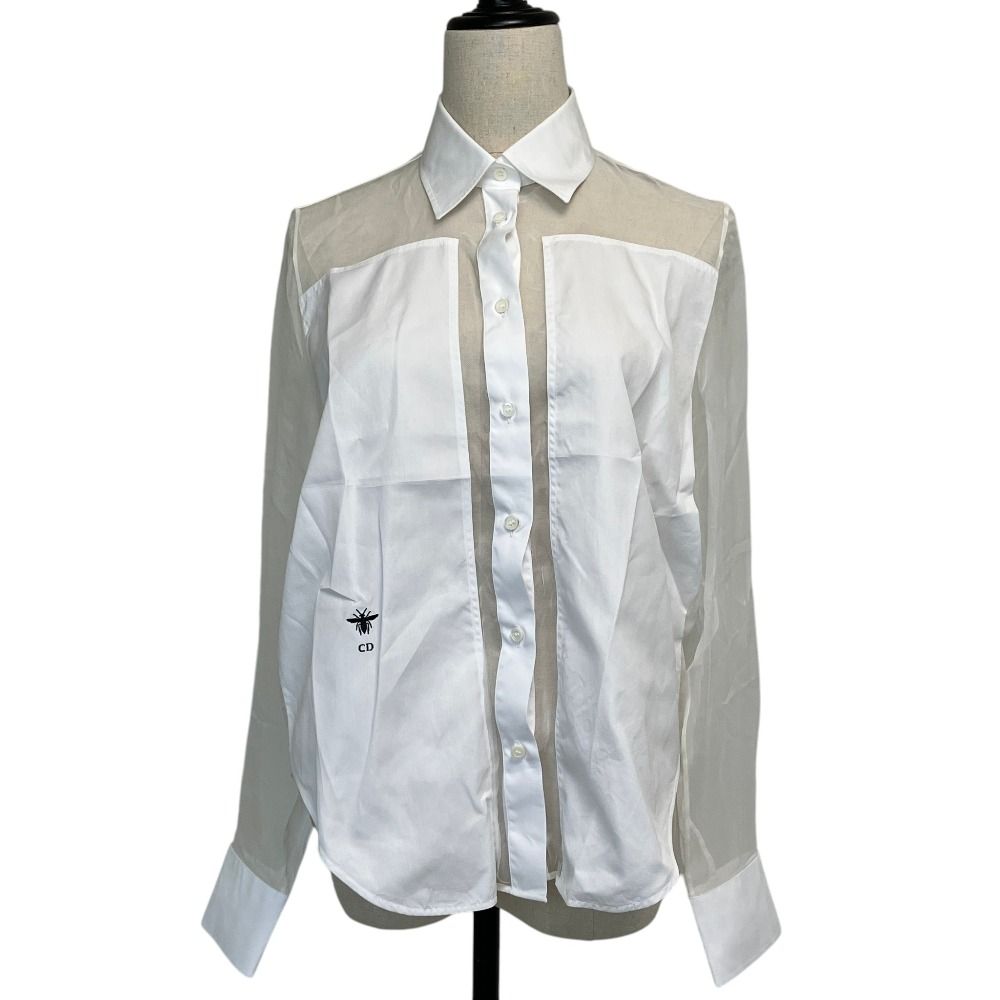 Dior Sheer Cut Replacement Blouse 40 White