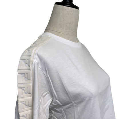 Fendi Already Cleaned Shoulder Rubber Logo Cropped T-Shirt Xxs White — view 6