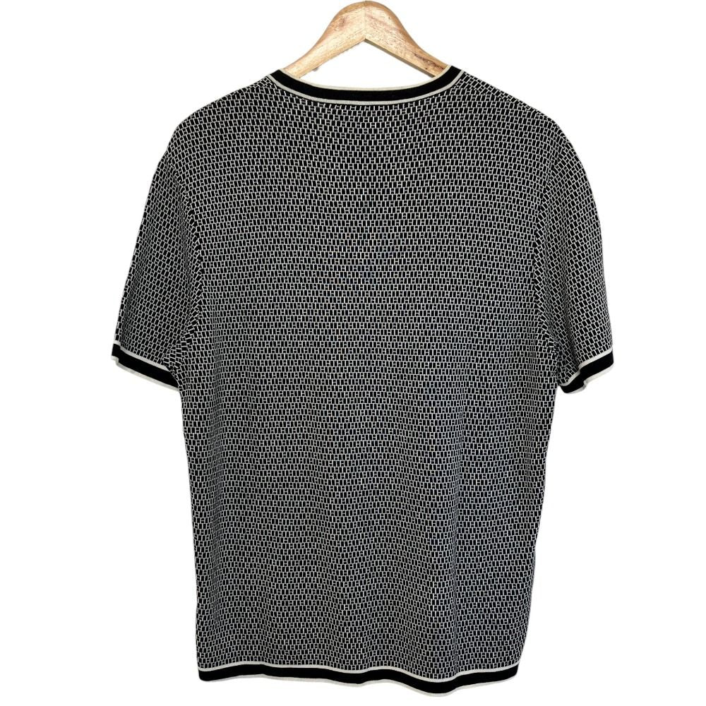 Hermes Vintage All Over Pattern Cotton Knit T-Shirt L Black White Sweater — view 2