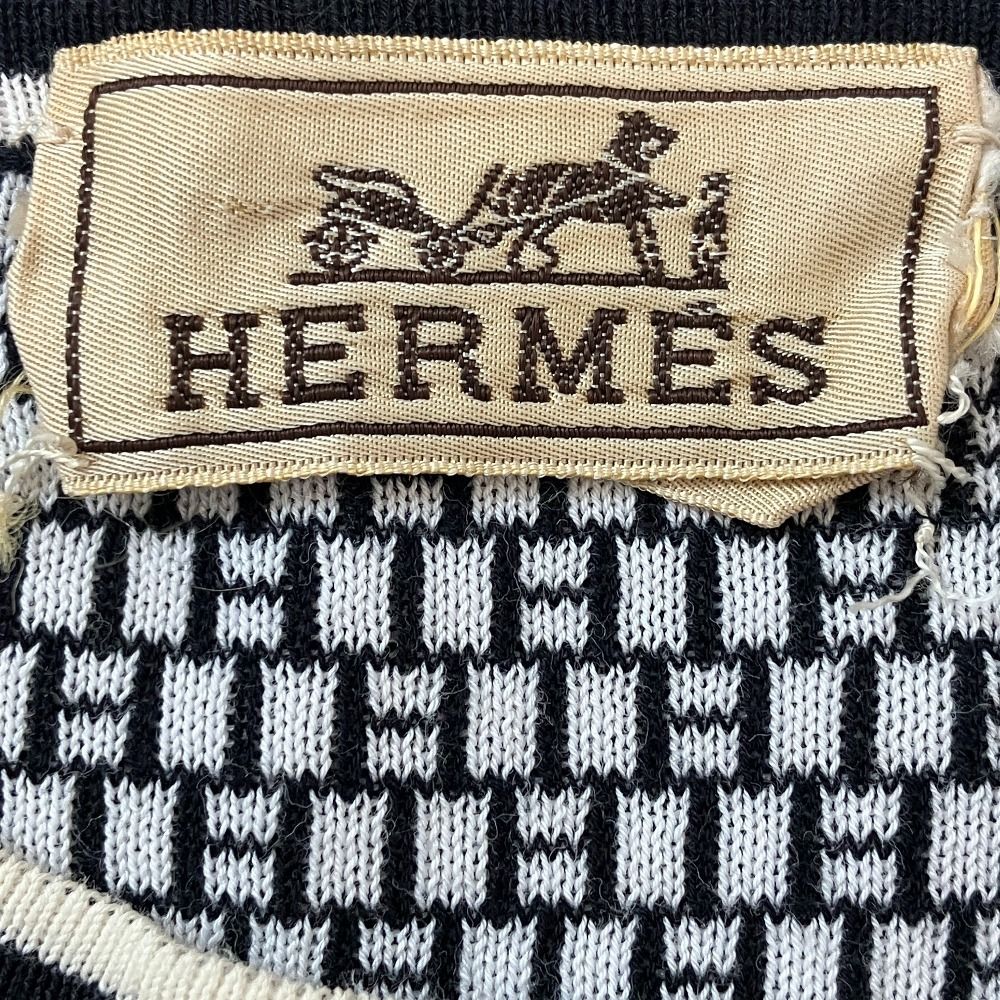 Hermes Vintage All Over Pattern Cotton Knit T-Shirt L Black White Sweater — view 6